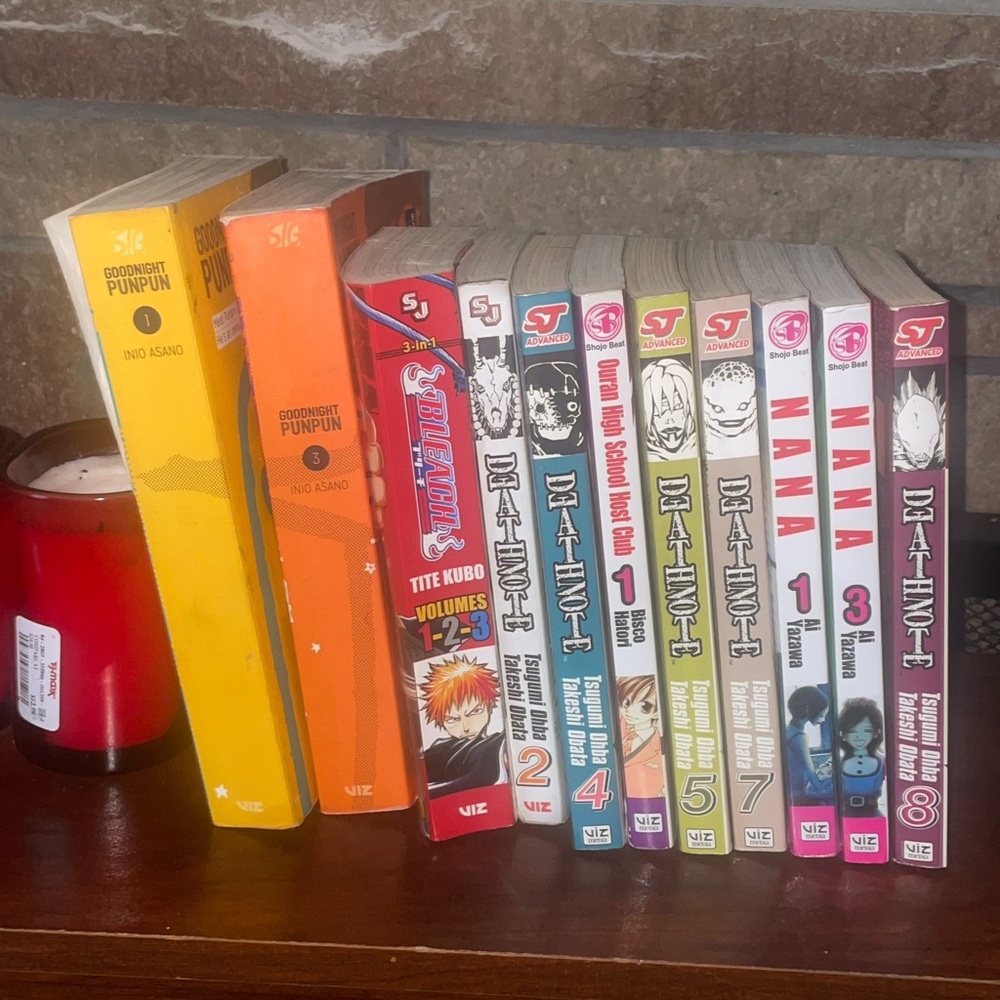 Manga Collection with Yellow, Orange, and Red Covers